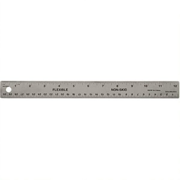 12" Stainless Steel Ruler w/ Non-Slip Backing