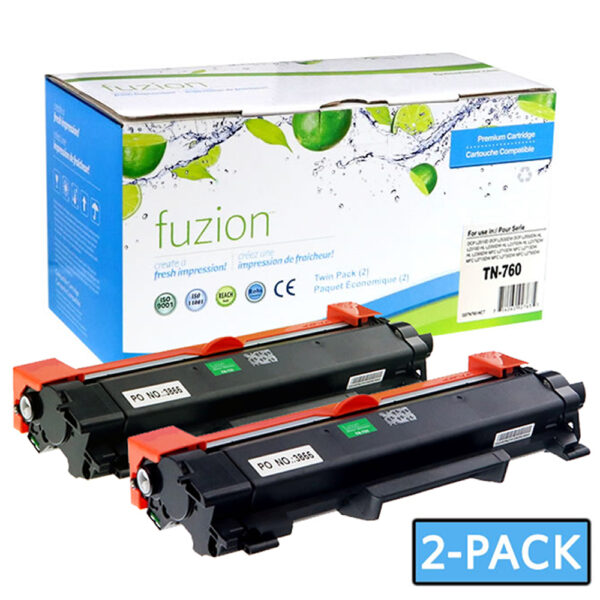 Brother TN760 Compatible Toner High Yield - Black (2 Pack)